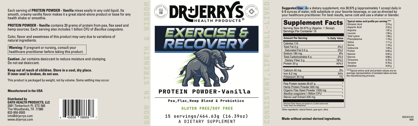 Dr. Jerry's Exercise & Recovery Bundle - Protein Powder (Vanilla) and Creatine