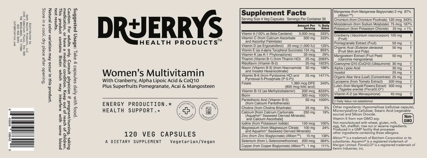 Dr. Jerry's Women's Multivitamin (120 Vegan Capsules)