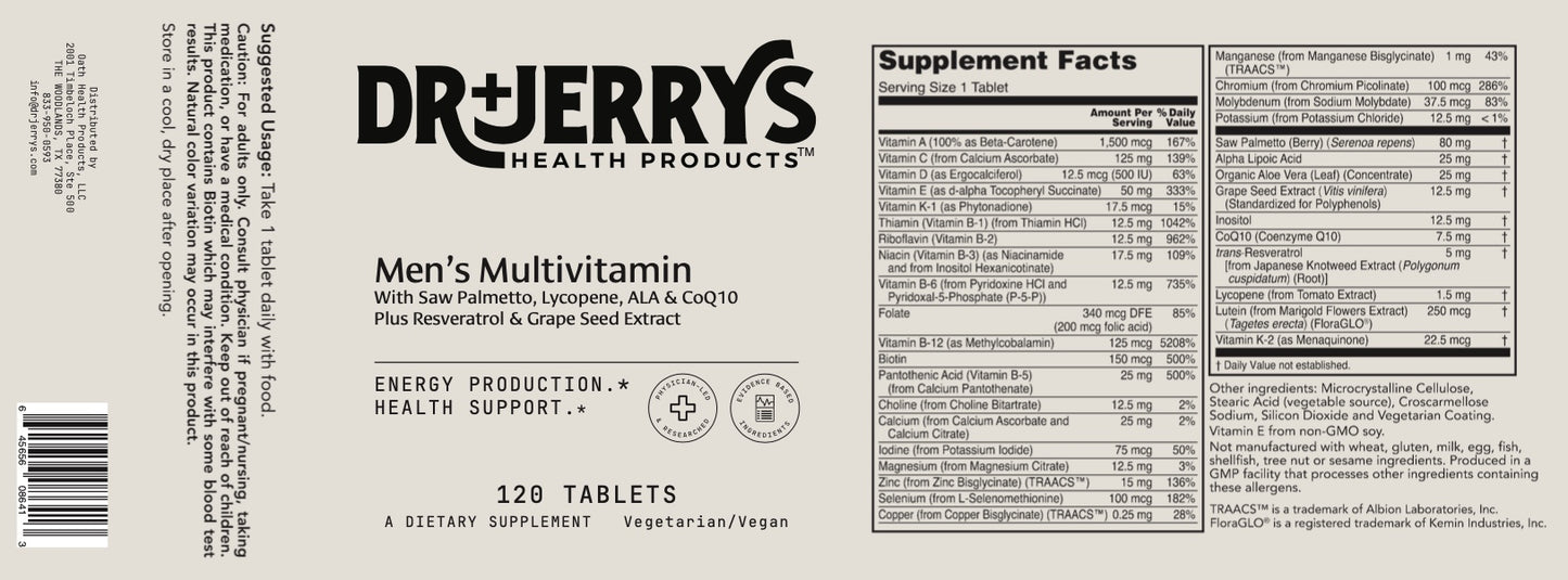 Dr. Jerry's Men's Multivitamin (90 Vegan Capsules)