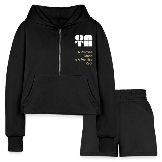 OATH Women’s Cropped Hoodie & Jogger Short Set - black