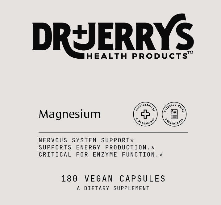 Dr. Jerry's Magnesium 400mg (100 Vegan Capsules) - Nervous system and energy support,