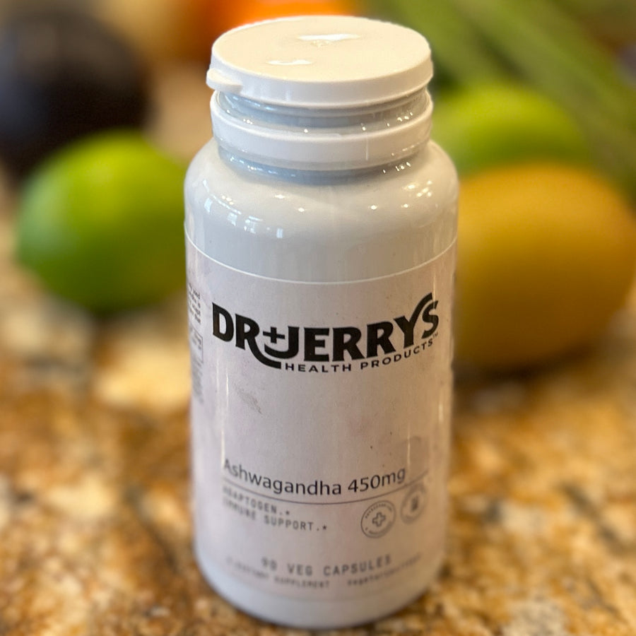 Dr. Jerry's Ashwagandha 450 mg, 90 vegan capsules bottle