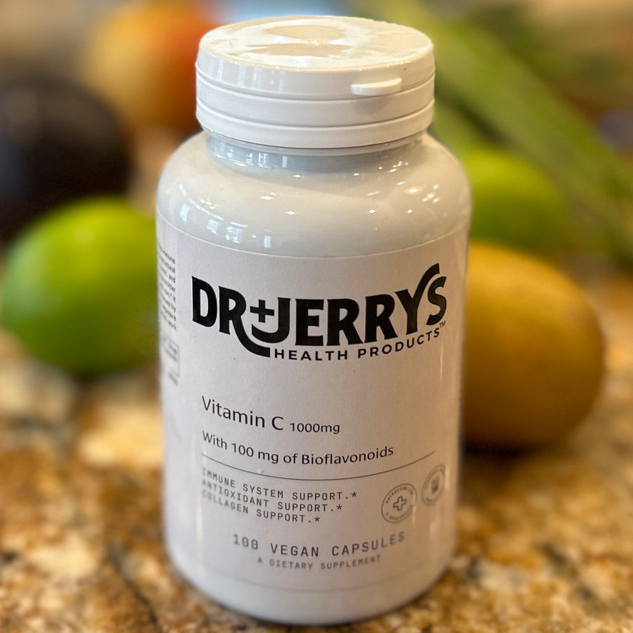 Dr. Jerry's Vitamin C 1000 mg, 100 vegan capsules with 100 mg bioflavonoids bottle
