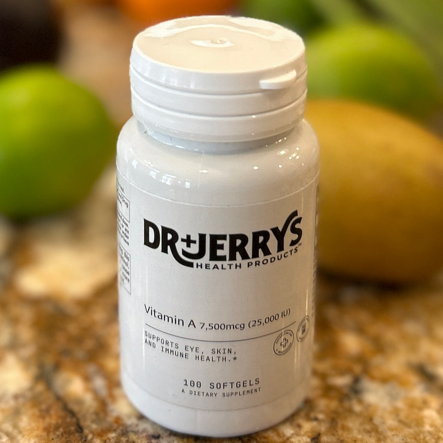 Dr. Jerry's Vitamin A 7,500 mcg, 100 softgels bottle