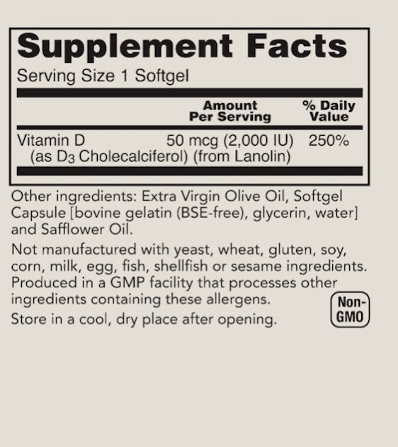 Dr. Jerry's Vitamin D-3 2000 IU (120 Softgels)